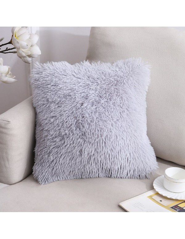 Plush Throw Pillow 2022 Cross border Amazon New Product Solid Color Sofa Cushion Cover Sea Velvet Office Home Cushion