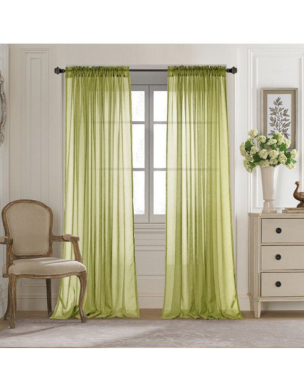 Simple plain color window screens, curtain screens, finished products, living room, bedroom, balcony, blackout curtains, matching yarn, spot supply, cross-border