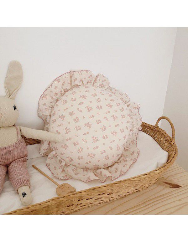 Ins Korean Floral Lotus Leaf Lace Girl Heart Bedroom Sofa Car Office Cushion Throw Pillow Cotton Pillow