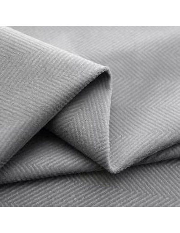Herringbone texture Matcha green curtain small red book living room bedroom shading velvet curtain cloth Nordic retro