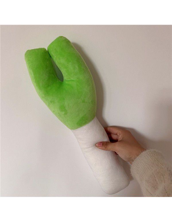 Cute cartoon plush green onion strip pillow doll plush toy creativity funny cat pet bite