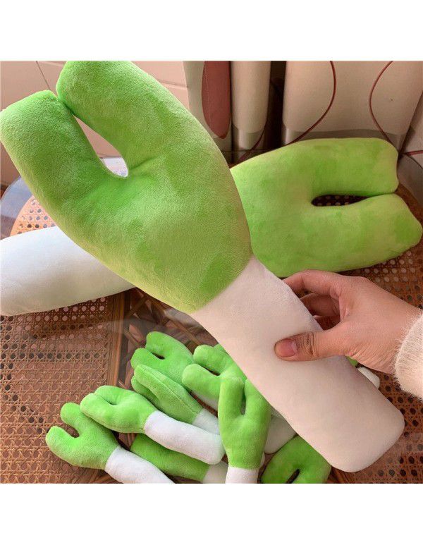 Cute cartoon plush green onion strip pillow doll plush toy creativity funny cat pet bite