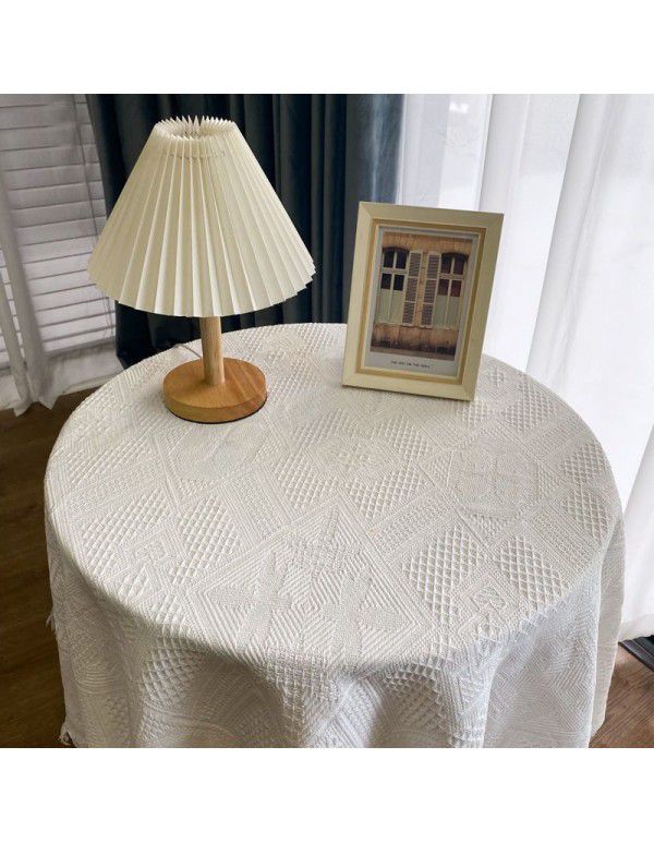 Japanese network red round tablecloth Nordic style white tablecloth tea table mat background cloth dessert table cover