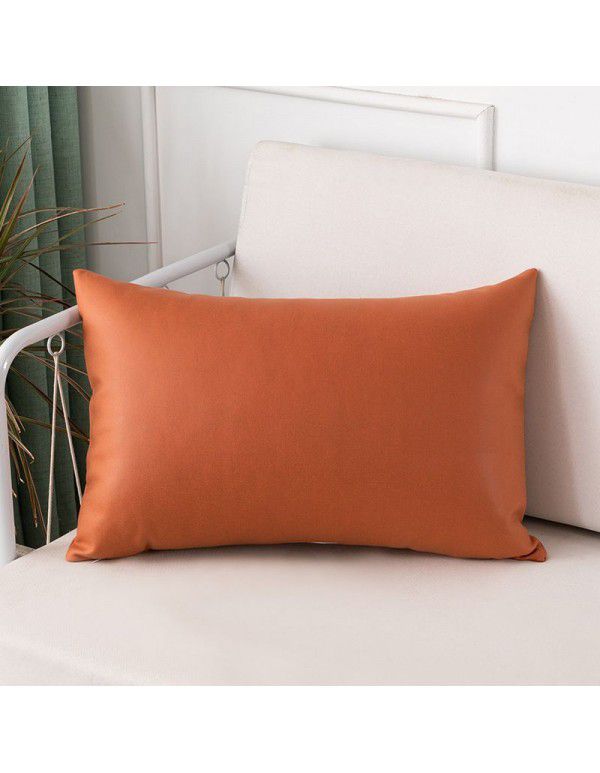 Technology cloth pillow Nordic luxury living room sofa pillow cover rectangular imitation leather waist pillow large cushion removable and washable