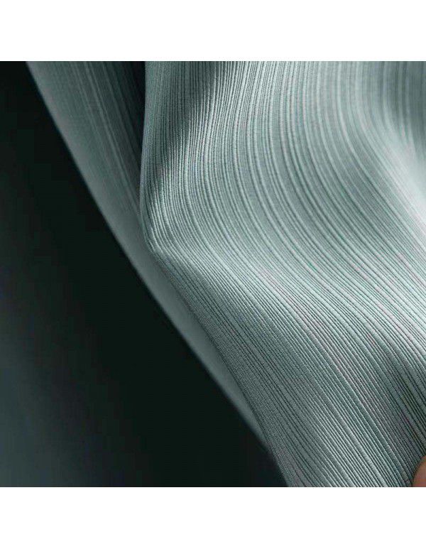 Modern simple thousand silk cotton curtain, solid color blackout cloth, cream color curtain, light luxury, vertical stripe, living room and bedroom project