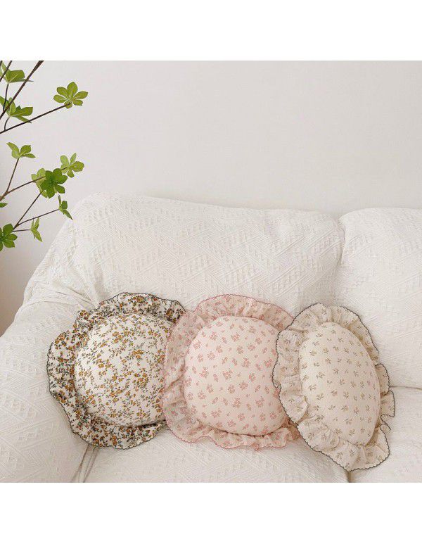 Ins Korean Floral Lotus Leaf Lace Girl Heart Bedroom Sofa Car Office Cushion Throw Pillow Cotton Pillow