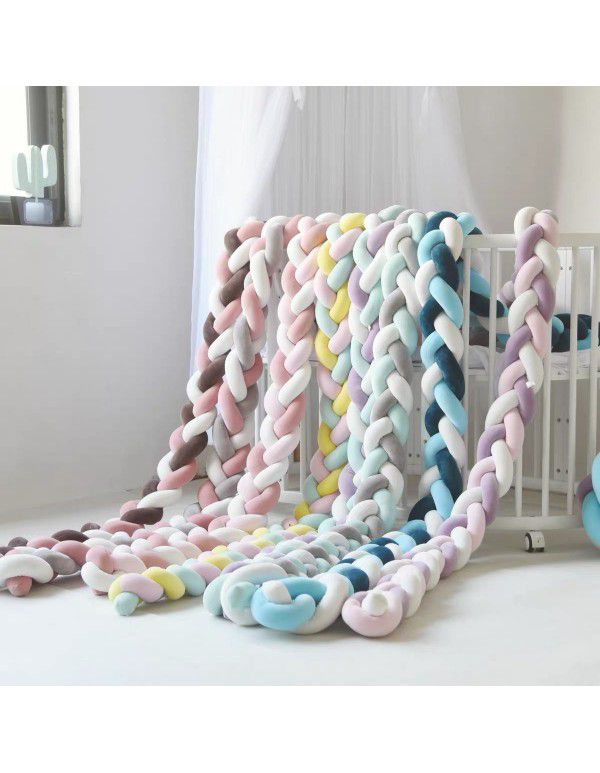 Ins Popular Danish Knitted Long Knot Throw Pillow kont Ball Three Strand fried dough twist Braid Baby Bed Anti collision Bed Circumference
