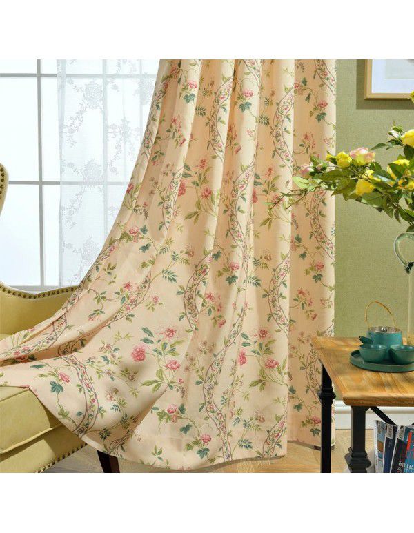 [Linglong] Curtain cloth directly supplied by the manufacturer Modern rural American style polyester cotton printed curtain screen