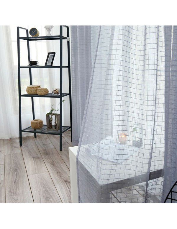 Simple cotton and linen Nordic style curtains, window screens, bedroom balconies, living rooms, lattices, and finished solid curtains, screen curtains