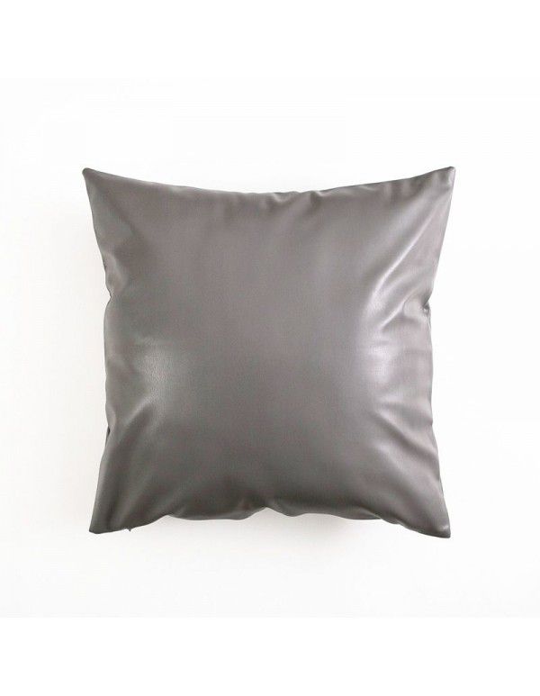 Soft imitation cow leather light luxury pillow cover leather texture waist pillow living room sofa science and technology cloth cushion imitation leather pillow