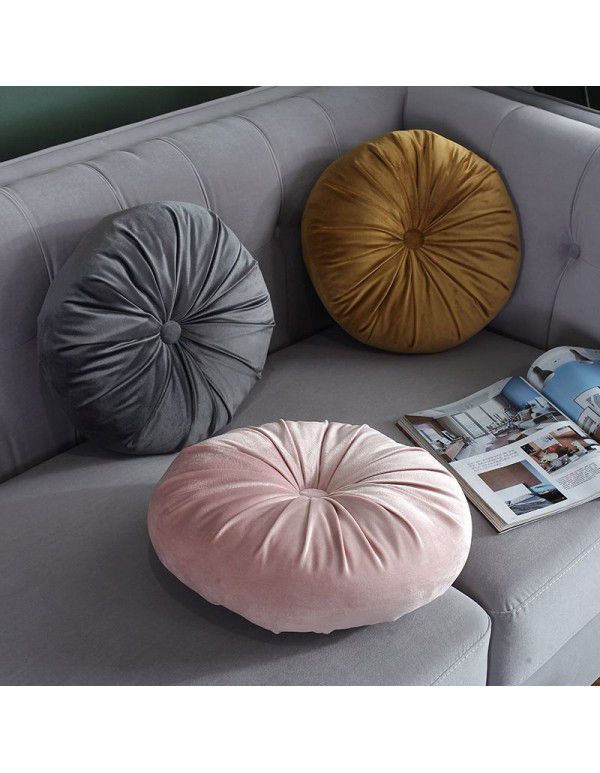 Autumn and winter Dutch velvet round thickened pillow Office waist against Nordic ins solid color bedside sofa Pumpkin pillow