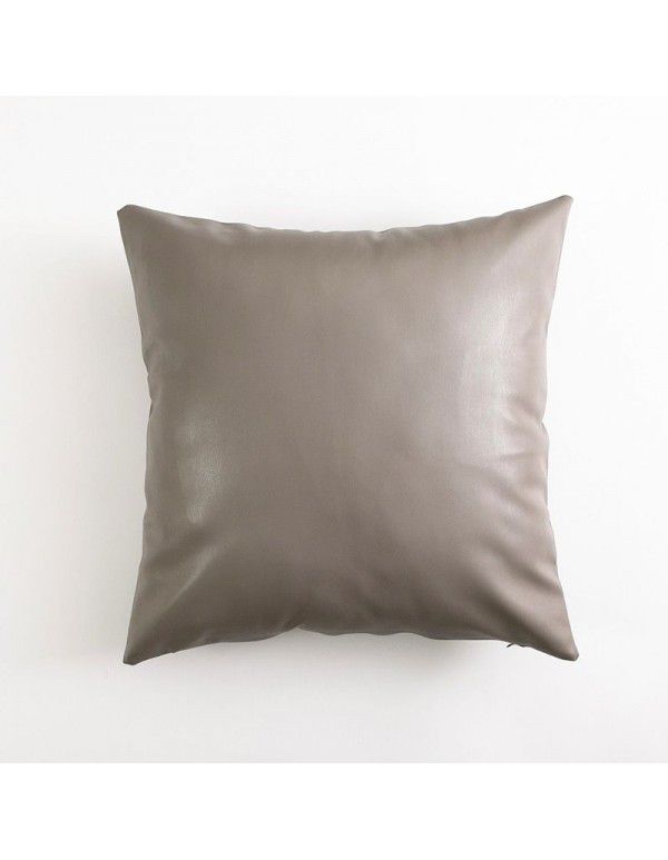 Soft imitation cow leather light luxury pillow cover leather texture waist pillow living room sofa science and technology cloth cushion imitation leather pillow