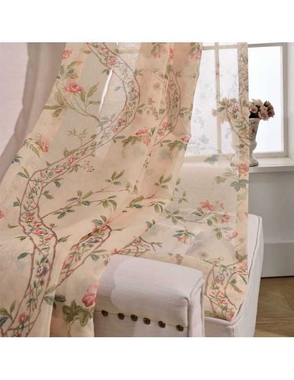 [Linglong] Curtain cloth directly supplied by the manufacturer Modern rural American style polyester cotton printed curtain screen