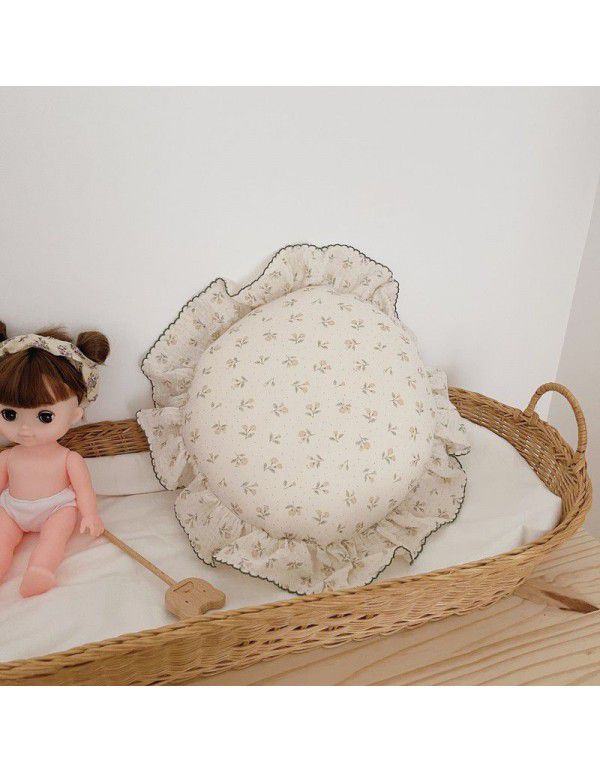 Ins Korean Floral Lotus Leaf Lace Girl Heart Bedroom Sofa Car Office Cushion Throw Pillow Cotton Pillow