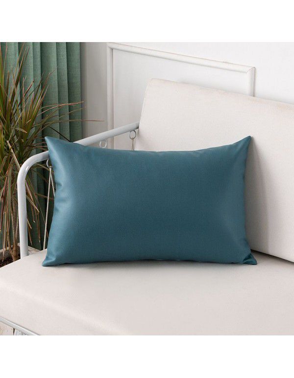 Technology cloth pillow Nordic luxury living room sofa pillow cover rectangular imitation leather waist pillow large cushion removable and washable