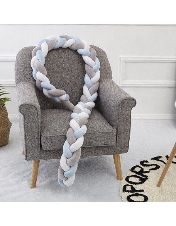 Ins Popular Danish Knitted Long Knot Throw Pillow kont Ball Three Strand fried dough twist Braid Baby Bed Anti collision Bed Circumference
