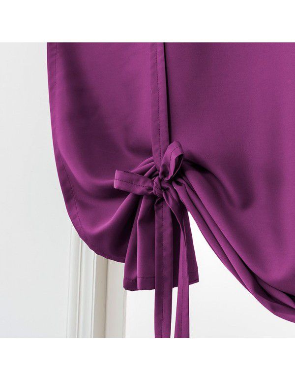 Hot Sale New Modern Simple High Precision Double Sided Matte High Blackout Solid Rome Short Curtain