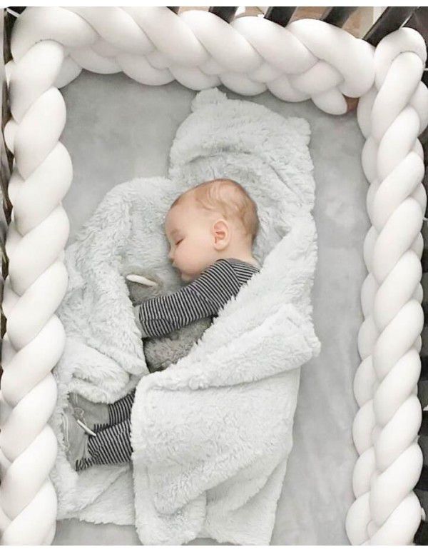 Ins Popular Danish Knitted Long Knot Throw Pillow kont Ball Three Strand fried dough twist Braid Baby Bed Anti collision Bed Circumference