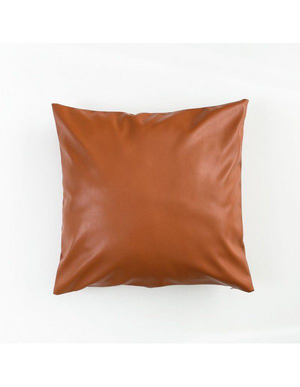Soft imitation cow leather light luxury pillow cover leather texture waist pillow living room sofa science and technology cloth cushion imitation leather pillow