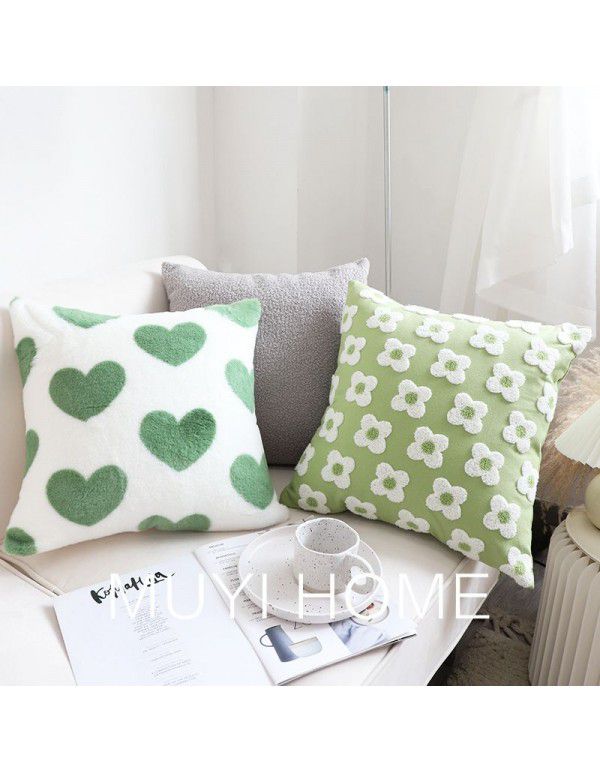 Spring New Love Pillow Cover Net Red Flower Cushion Cover Living Room Sofa Bed Pillow White Cloud Waist Pillow