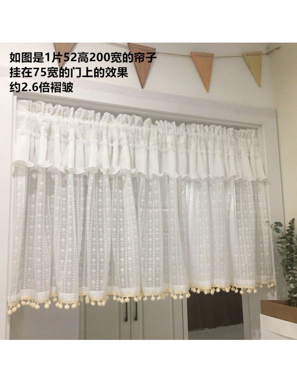 Finished American kitchen, no punching, short curtain, small curtain, screen curtain, half cabinet, half curtain, curtain head decoration