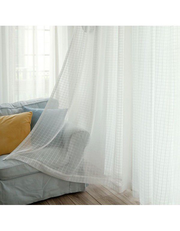 Simple cotton and linen Nordic style curtains, window screens, bedroom balconies, living rooms, lattices, and finished solid curtains, screen curtains