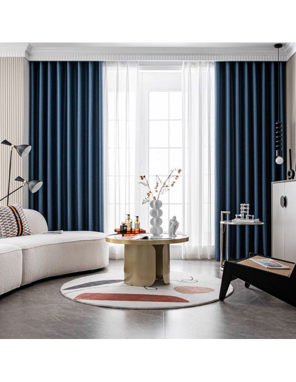 Full blackout color matching splicing curtains, living room, bedroom, simple sunshade, heat insulation, sunscreen fabric, hook type curtains, finished products