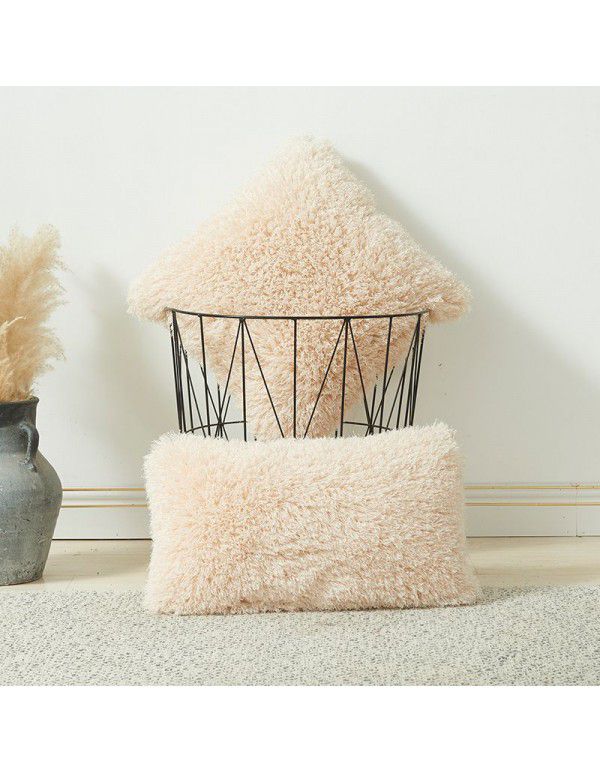 Pure color plush cashmere autumn and winter straw wool cushion cover ins wind non core pillow waist linen cushion cover