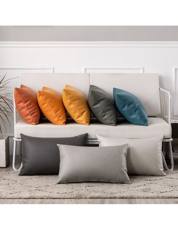 Technology cloth pillow Nordic luxury living room sofa pillow cover rectangular imitation leather waist pillow large cushion removable and washable