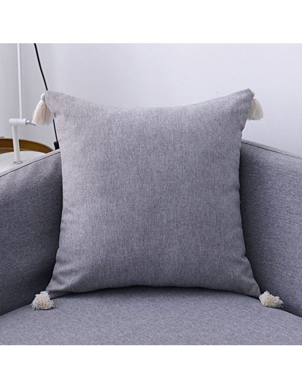 Nordic linen tassel pillow cover American style garden sofa pillow office waist pillow bedside cushion waist back wholesale