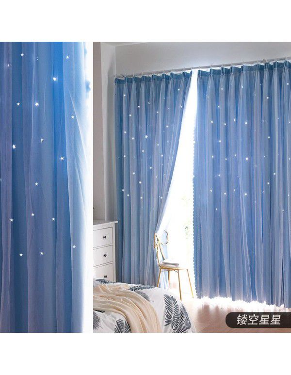 Curtains, shading, heat insulation, sunscreen, new full shade cloth, hook type bedroom screen curtain, simple Nordic style