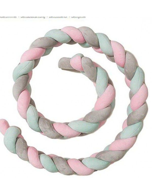Ins Popular Danish Knitted Long Knot Throw Pillow kont Ball Three Strand fried dough twist Braid Baby Bed Anti collision Bed Circumference