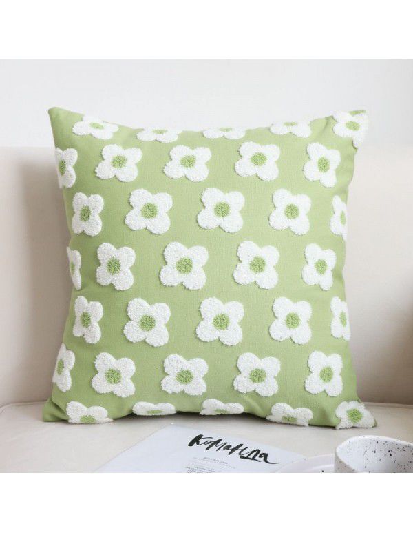 Spring New Love Pillow Cover Net Red Flower Cushion Cover Living Room Sofa Bed Pillow White Cloud Waist Pillow