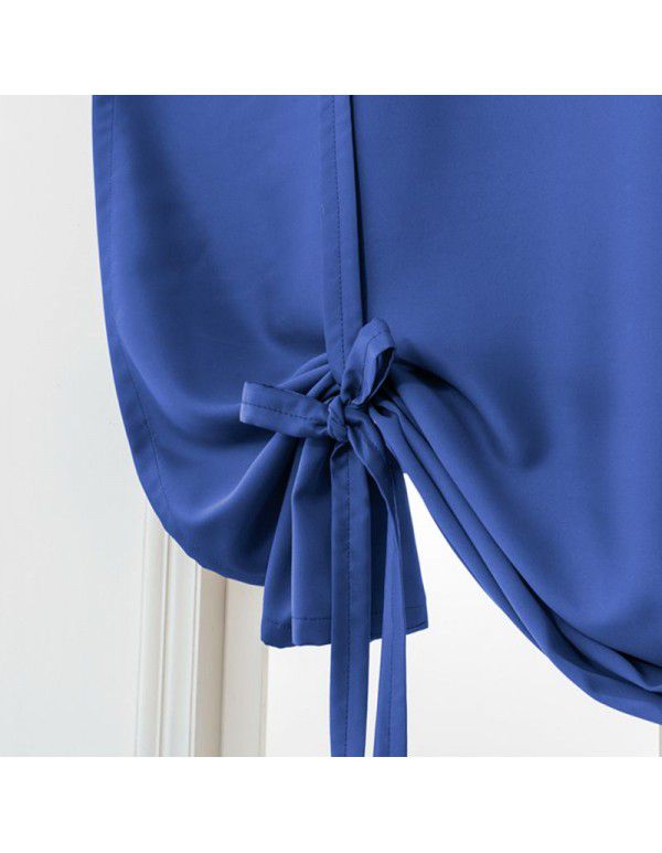 Hot Sale New Modern Simple High Precision Double Sided Matte High Blackout Solid Rome Short Curtain