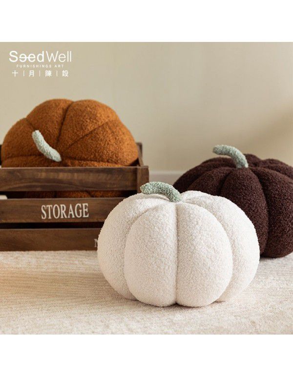 Pumpkin pillow cute female creative shaped sofa cushion Christmas round plush toy yellow cushion large