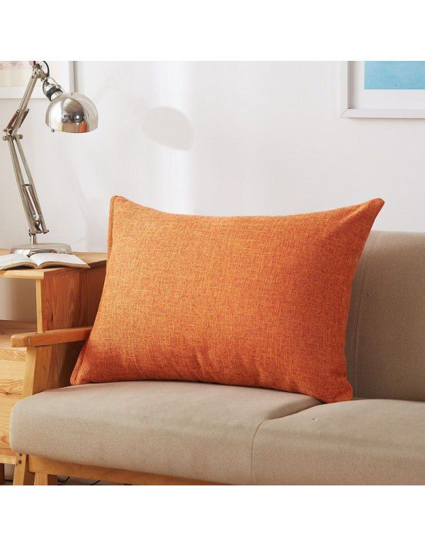 Solid color waist pillow sofa pillow thickened linen cushion living room large 607080 rectangular pillow headboard