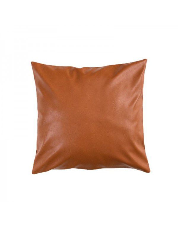 Soft imitation cow leather light luxury pillow cover leather texture waist pillow living room sofa science and technology cloth cushion imitation leather pillow