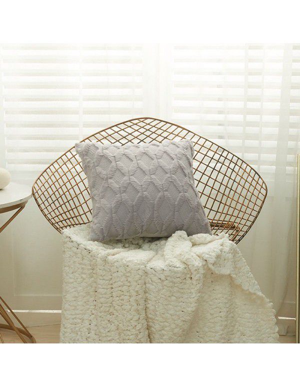Wholesale special embroidered geometric diamond block plush pillowcase Simple solid color Nordic style household pillowcase