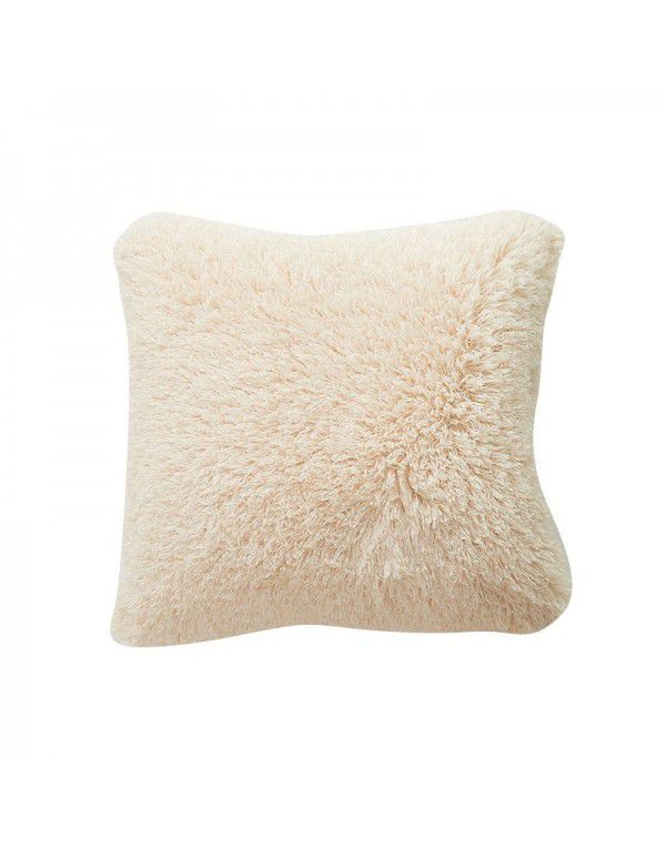 Pure color plush cashmere autumn and winter straw wool cushion cover ins wind non core pillow waist linen cushion cover