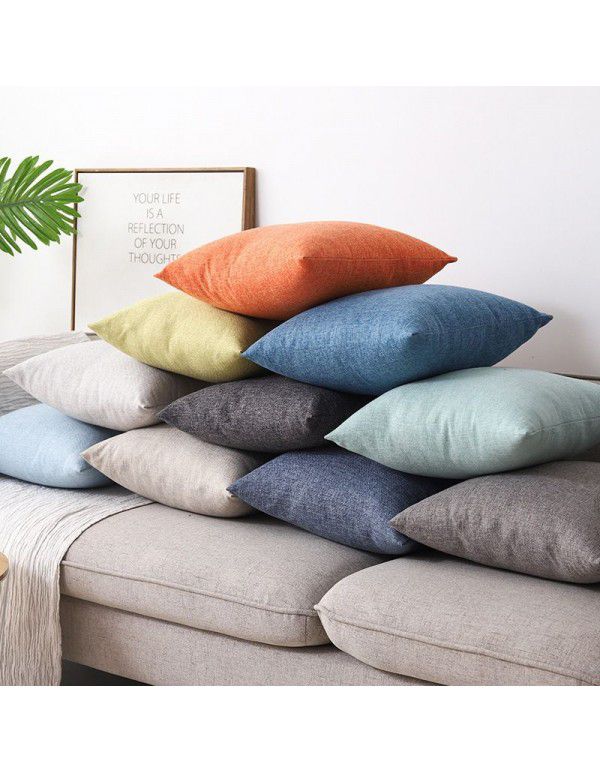Thickened cotton and linen pillow, living room, sofa, bedside cushion, office back cushion, waist pillow, pillow cover, without core