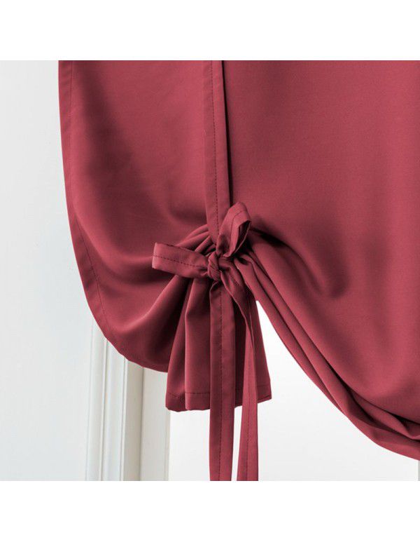 Hot Sale New Modern Simple High Precision Double Sided Matte High Blackout Solid Rome Short Curtain