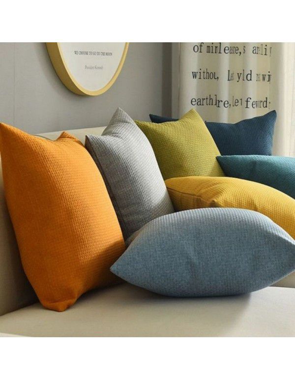 Pillow cover thickened color simple pillow sitting room sofa cushion office bedside cloth waist pillow back