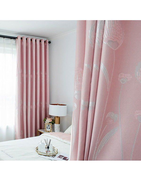 Double sided curtain rent room, no punching installation, simple thickened balcony, sunshade curtain rod, full set of finished curtain cloth