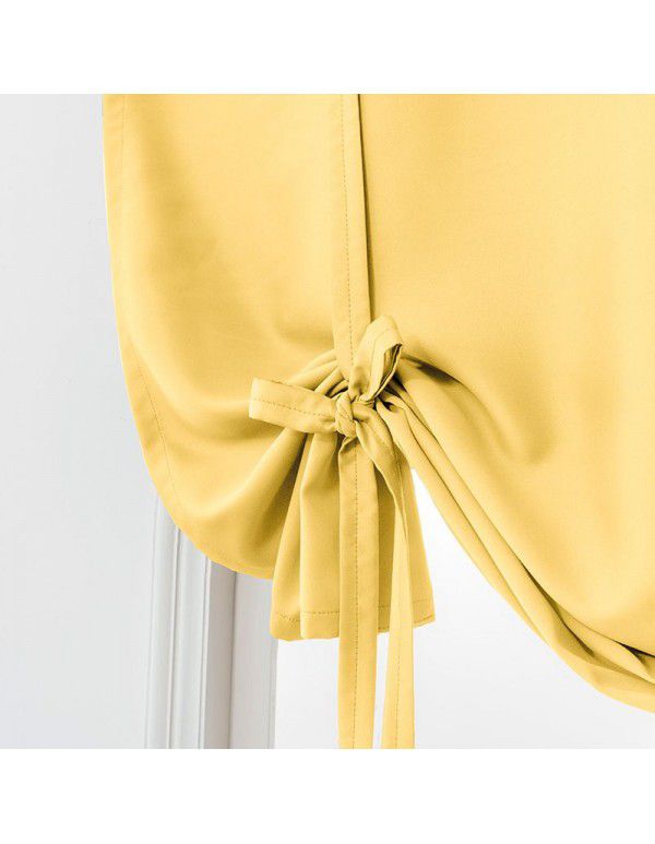 Hot Sale New Modern Simple High Precision Double Sided Matte High Blackout Solid Rome Short Curtain