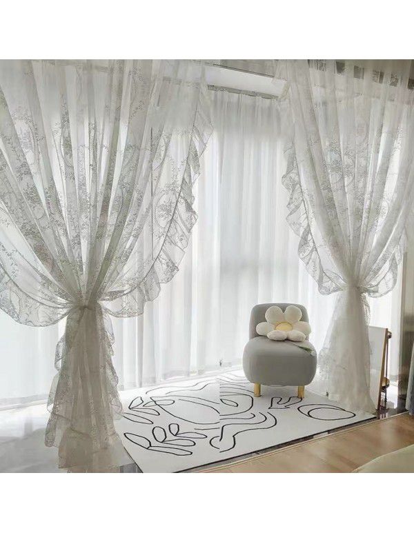 Round mirror gauze is beautiful, romantic, French rococo living room, window partition, privacy proof screen curtain, cross-border e-commerce