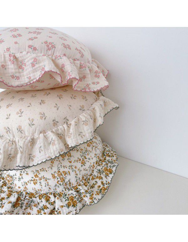 Ins Korean Floral Lotus Leaf Lace Girl Heart Bedroom Sofa Car Office Cushion Throw Pillow Cotton Pillow