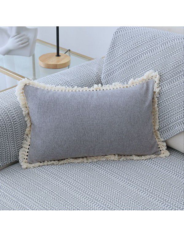 Nordic linen tassel pillow cover American style garden sofa pillow office waist pillow bedside cushion waist back wholesale