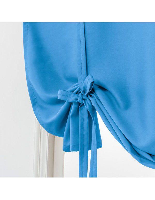 Hot Sale New Modern Simple High Precision Double Sided Matte High Blackout Solid Rome Short Curtain