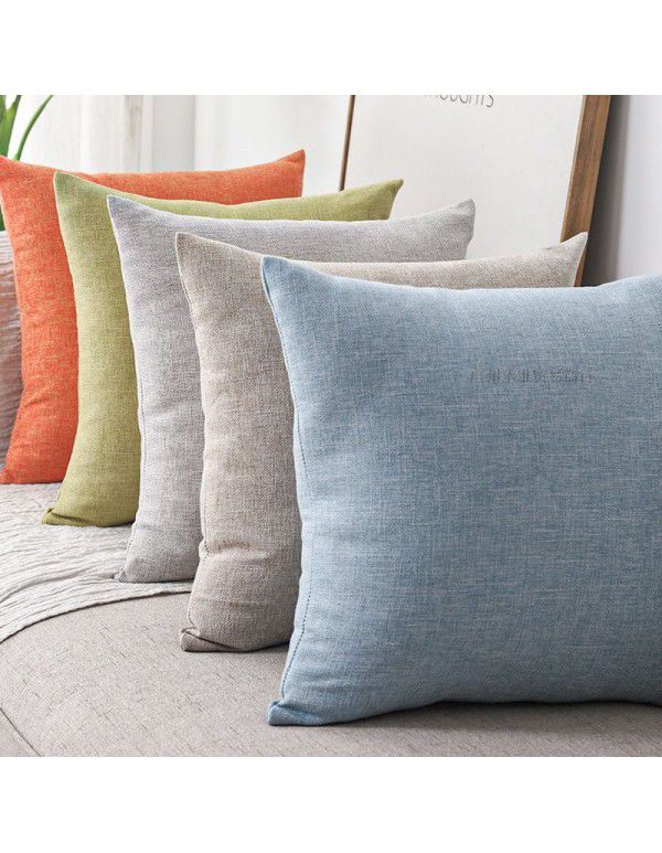 Thickened cotton and linen pillow, living room, sofa, bedside cushion, office back cushion, waist pillow, pillow cover, without core