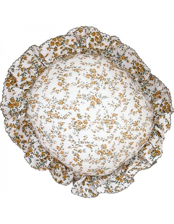 Ins Korean Floral Lotus Leaf Lace Girl Heart Bedroom Sofa Car Office Cushion Throw Pillow Cotton Pillow